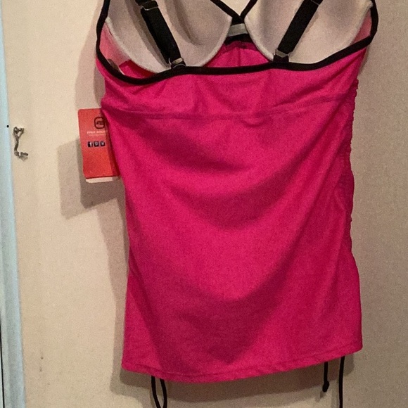 Free Country Women's Pink and Black Double Strap Tankini Top - Picture 9 of 14